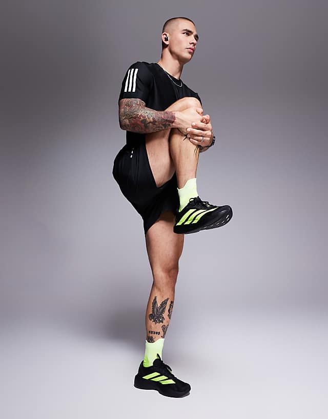Asos Adidas Running Adizero EVO SL Trainers In Black And Yellow