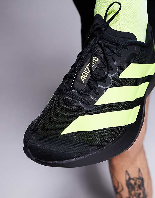 Asos Adidas Running Adizero EVO SL Trainers In Black And Yellow
