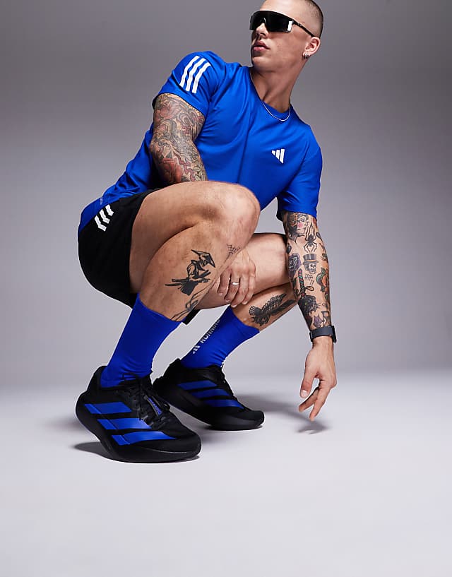 asos adidas Running Adizero EVO SL trainers in black and blue