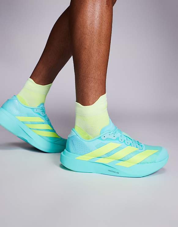 asos adidas Running Adizero EVO SL trainers in blue and yellow