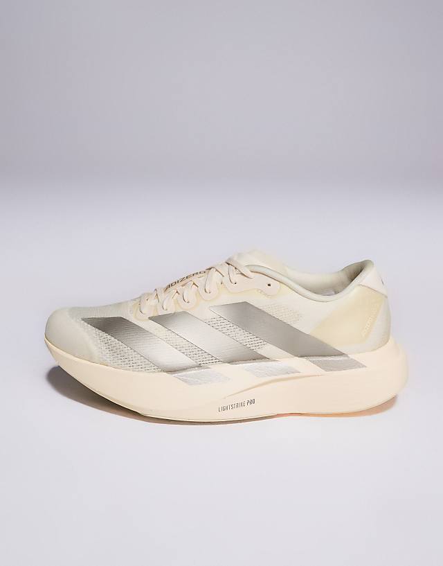 Asos Adidas Running Adizero EVO SL Trainers In Off White And Silver