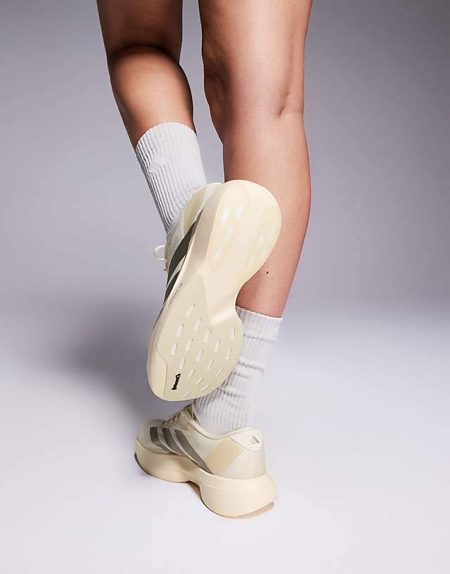 Asos Adidas Running Adizero EVO SL Trainers In Off White And Silver