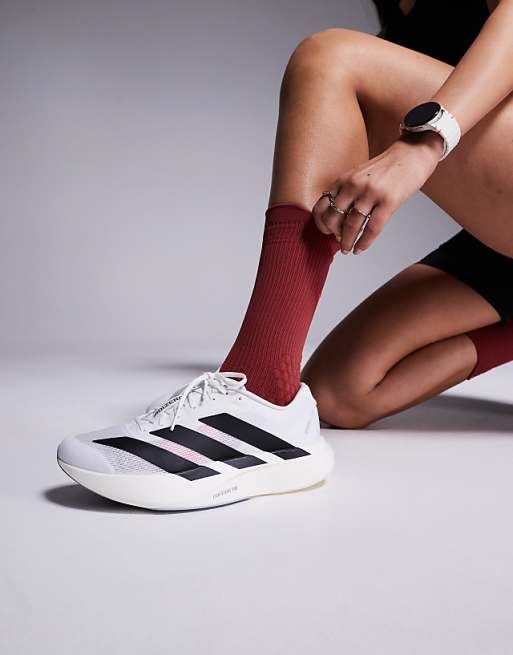 asos adidas Running Adizero Evo SL trainers in white and black