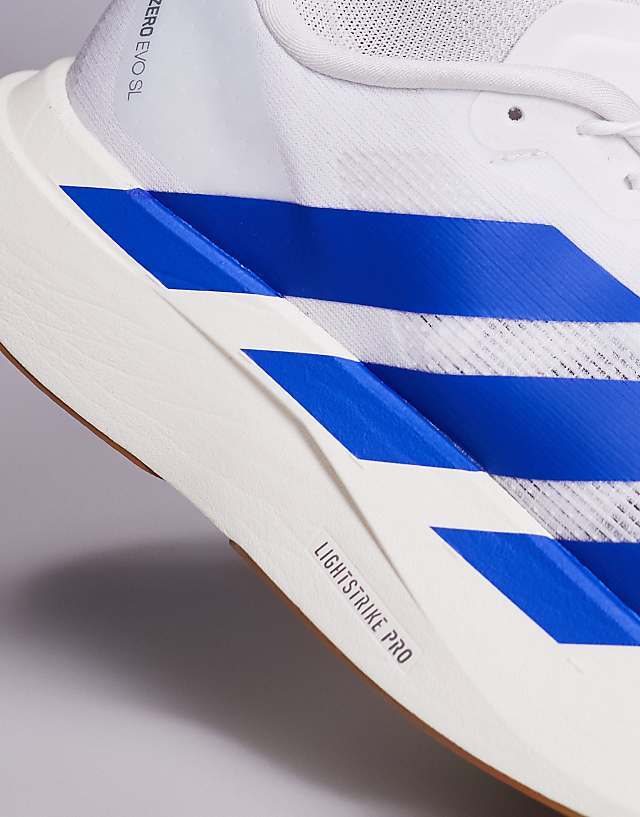 Asos Adidas Running Adizero EVO SL Trainers In White And Blue