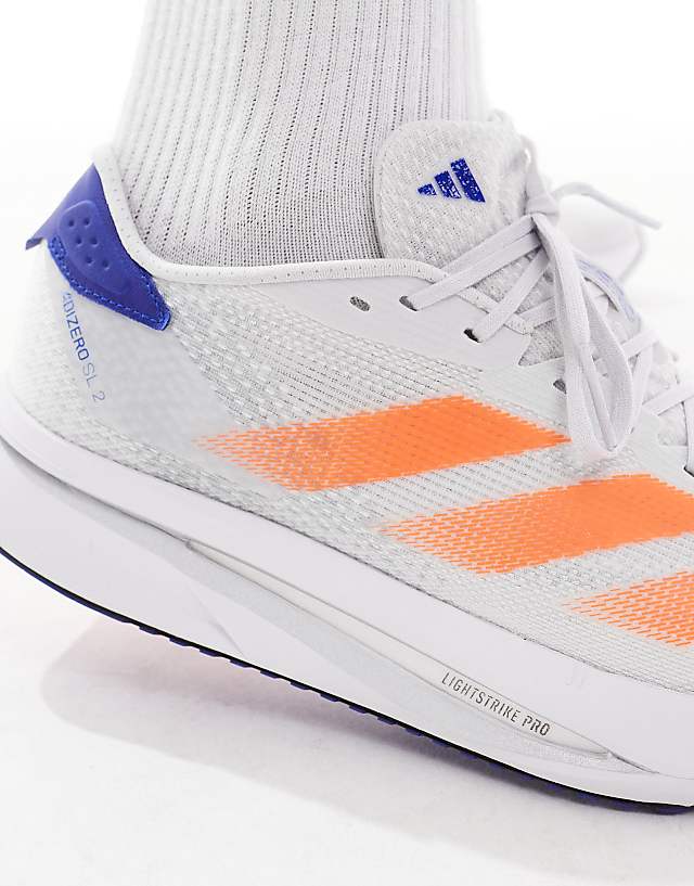 Asos Adidas Running Adizero SL2 Trainers In Grey Orange And Blue