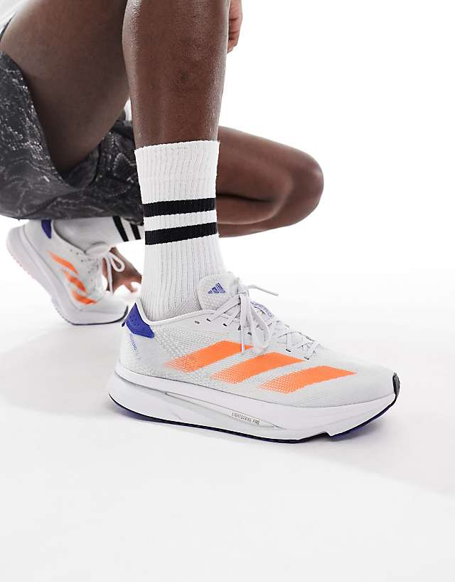 asos adidas Running Adizero SL2 trainers in grey orange and blue
