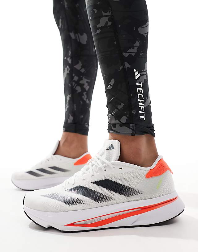 asos adidas Running Adizero SL2 trainers in white and orange