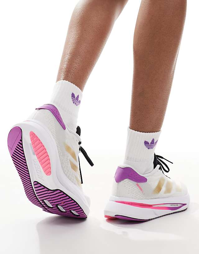 Asos Adidas Running Adizero SL2 Trainers In White Gold And Purple