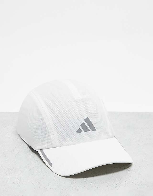 asos adidas Running Aeroready four-pannel mesh cap in white