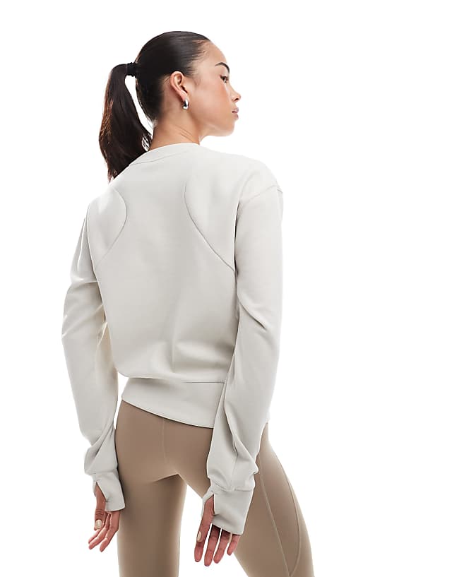 Asos Adidas Running Designed-for-training Warm-up Crewneck Sweatshirt In Beige