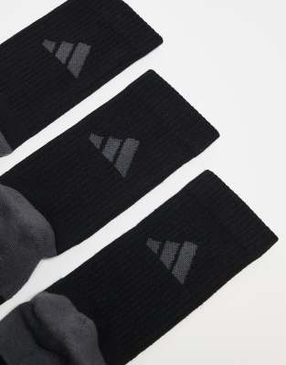 Asos Adidas Running Essentials Crew Socks In Black And Grey 3 Pack