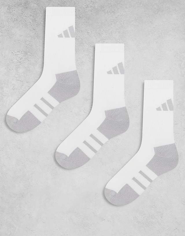 asos adidas Running essentials crew socks in white and grey 3 pack
