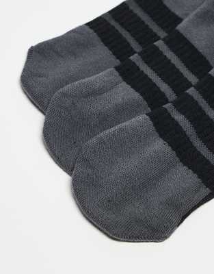 Asos Adidas Running Essentials Trainer Socks In Black And Grey 3 Pack