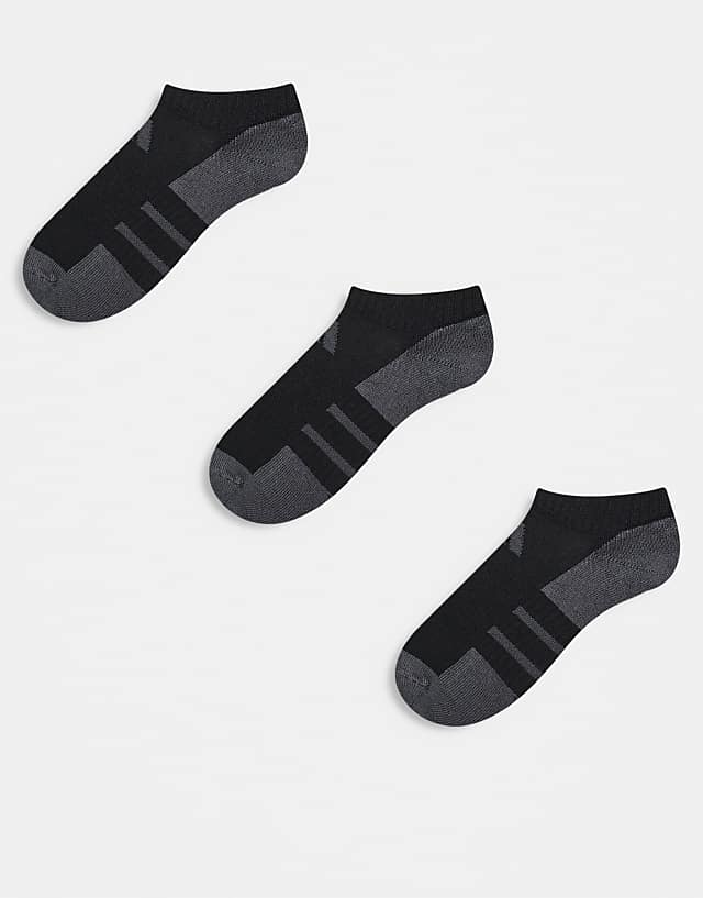 asos adidas Running essentials trainer socks in black and grey 3 pack