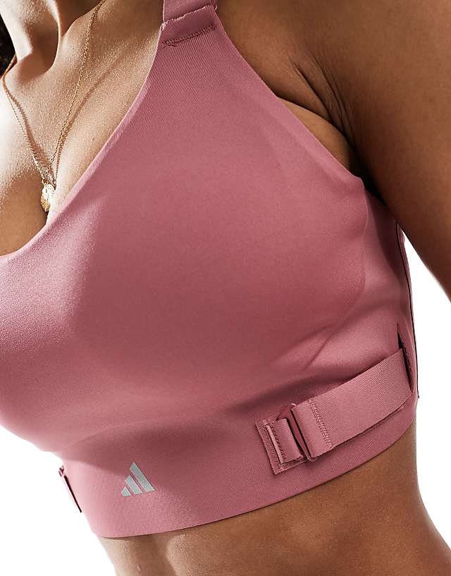 Asos Adidas Running Fastimpact Luxe High-support Bra In Red