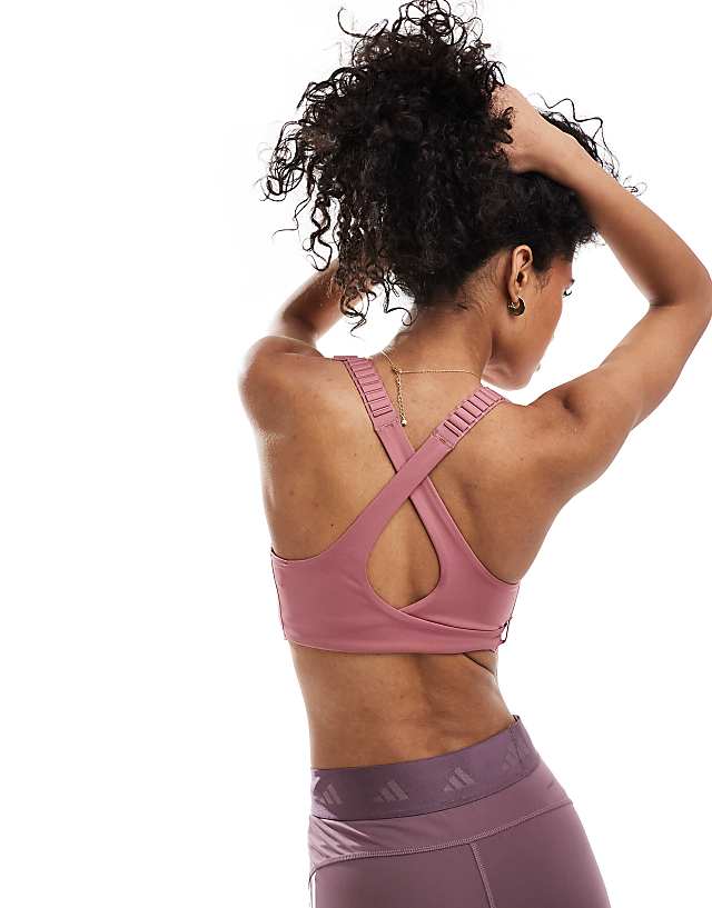 Asos Adidas Running Fastimpact Luxe High-support Bra In Red