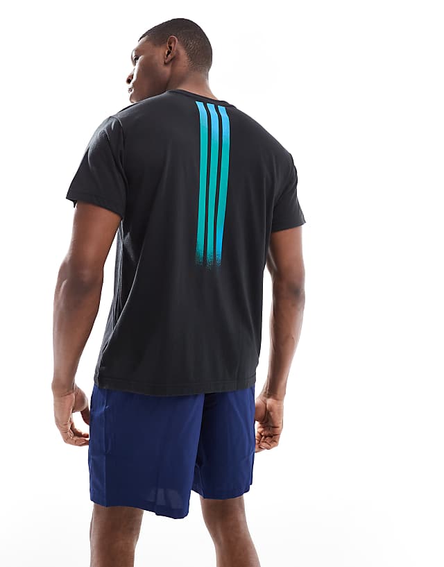 Asos Adidas Running Follow The Line T-shirt In Black And Blue