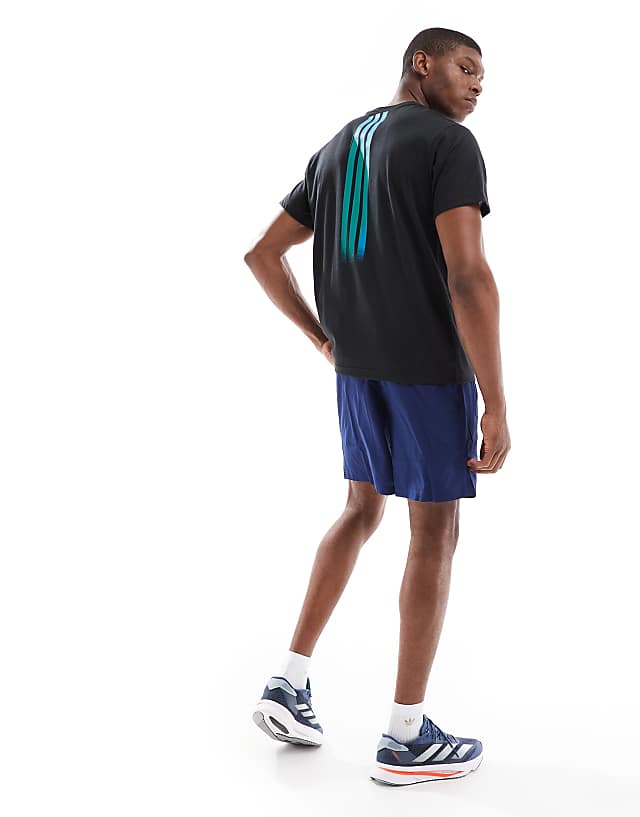 Asos Adidas Running Follow The Line T-shirt In Black And Blue