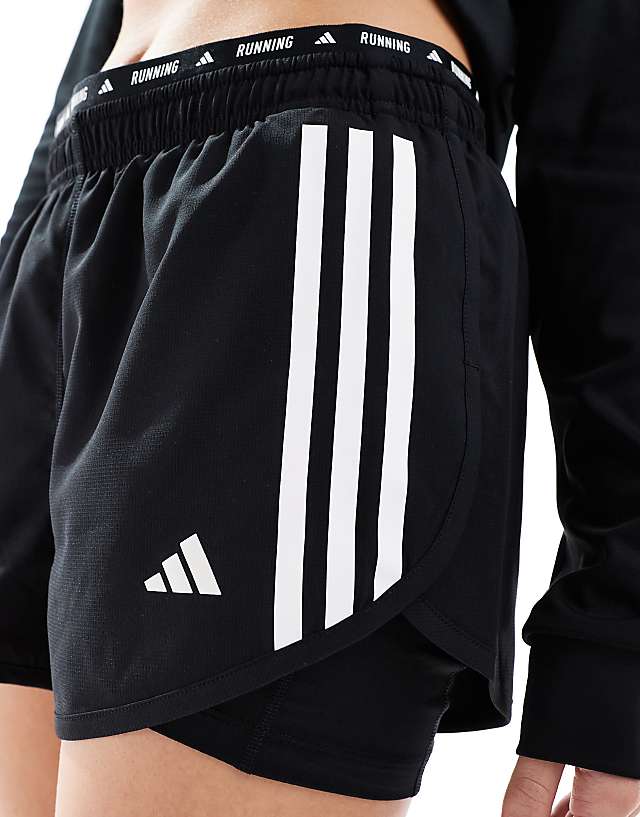 Asos Adidas Running Own The Run 2 In 1 Shorts In Black
