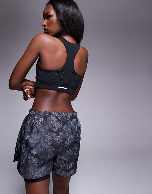 Asos Adidas Running Own The Run 2 In 1 Shorts In Black Print