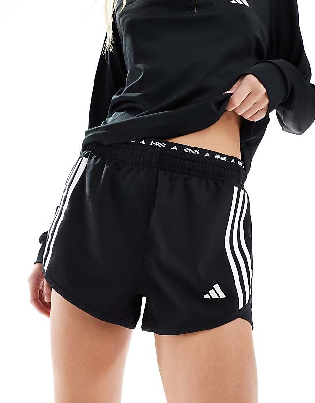 asos adidas Running own the run 2 in 1 shorts in black