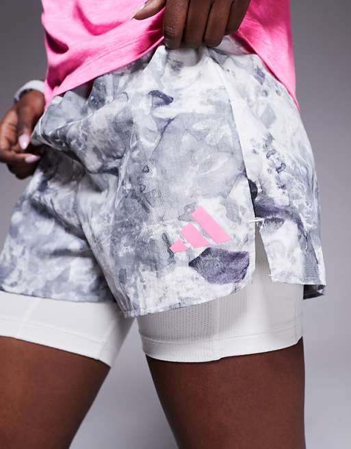 Asos Adidas Running Own The Run 2 In 1 Shorts In Grey Print