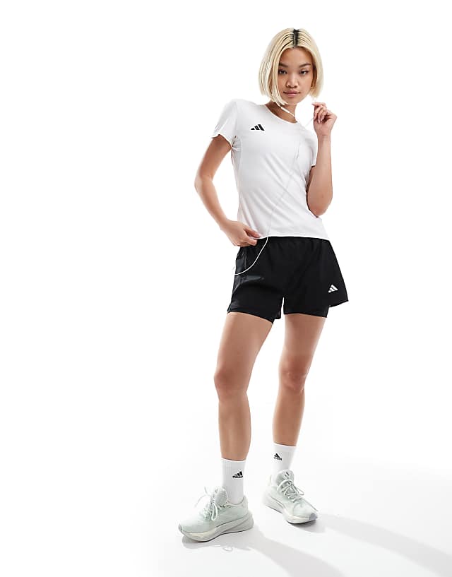Asos Adidas Running Own The Run 2in1 Shorts With 3 Stripe In Black