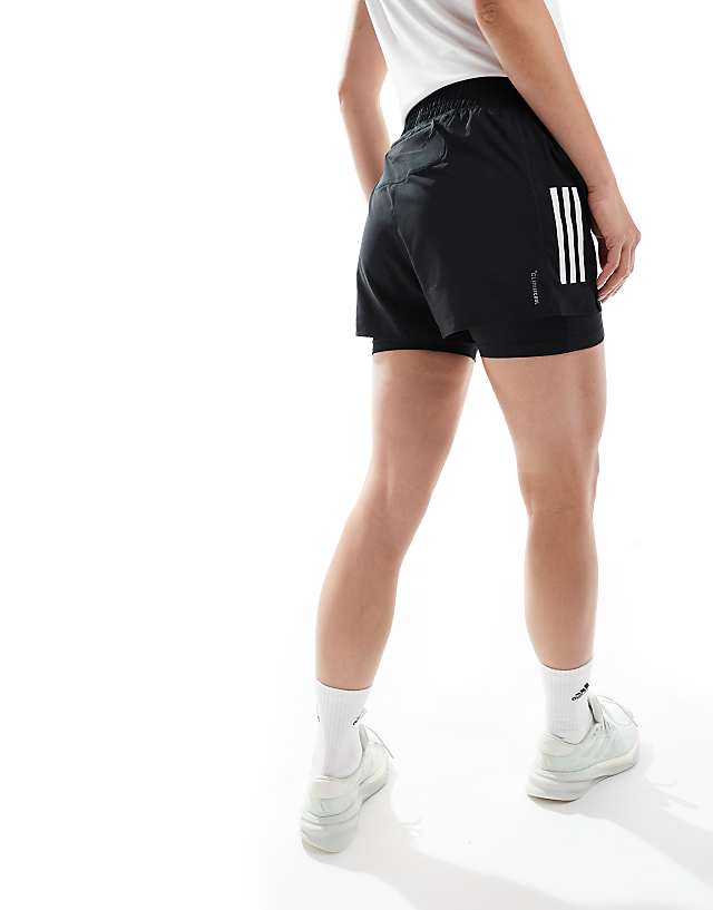 Asos Adidas Running Own The Run 2in1 Shorts With 3 Stripe In Black