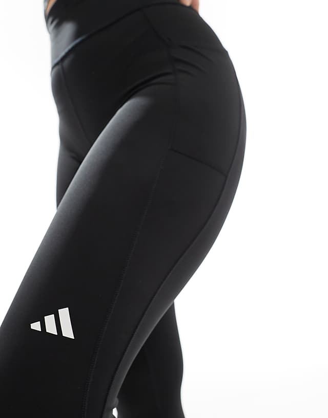 Asos Adidas Running Own The Run 7/8 Leggings With Phone Pocket In Black
