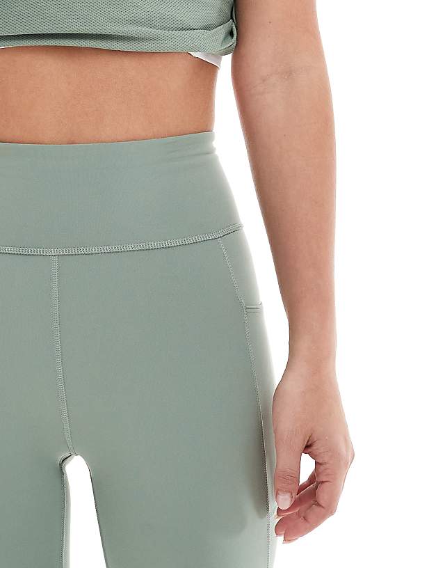 Asos Adidas Running Own The Run 7/8 Leggings With Phone Pocket In Silver Green