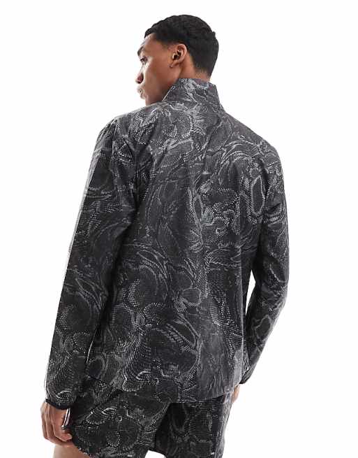 Asos Adidas Running Own The Run All Over Print Jacket In Black