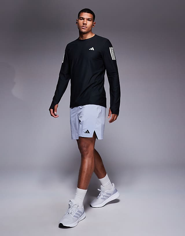 Asos Adidas Running Own The Run Base Long Sleeve Top In Black