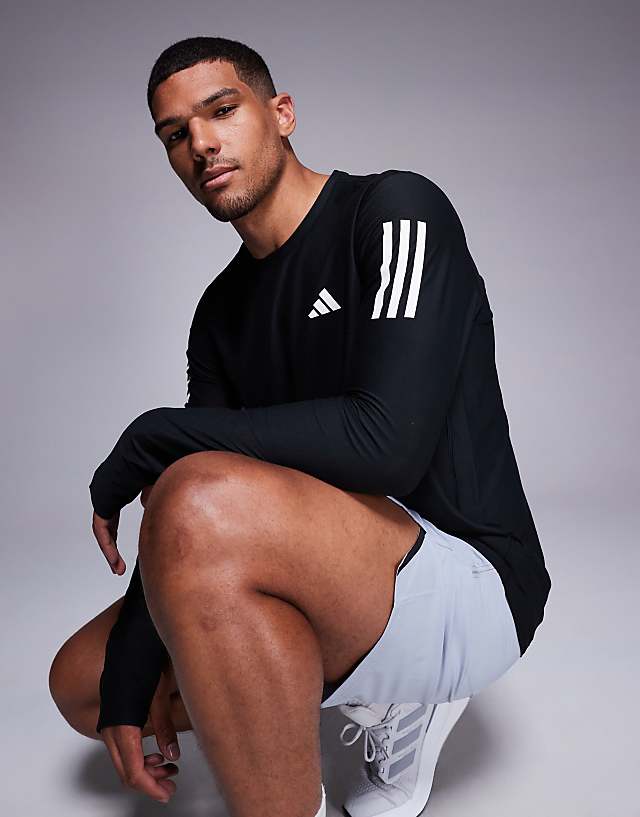 asos adidas Running Own The Run base long sleeve top in black
