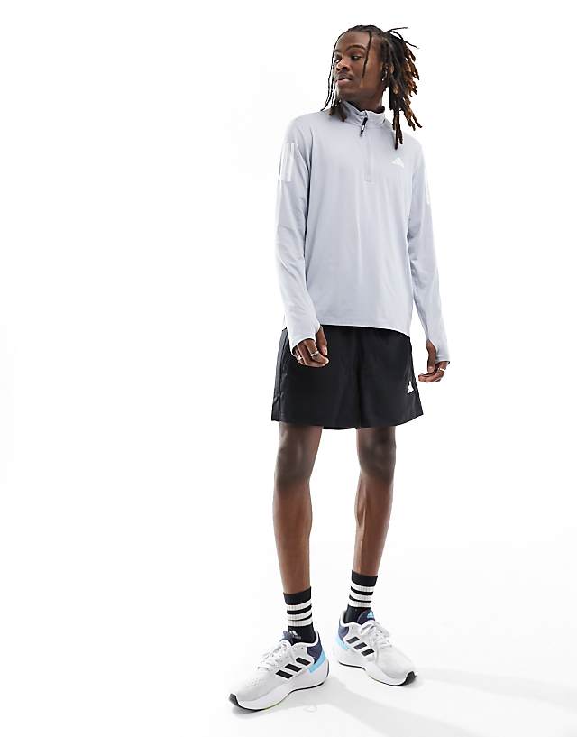 Asos Adidas Running Own The Run Half Zip Top In Grey