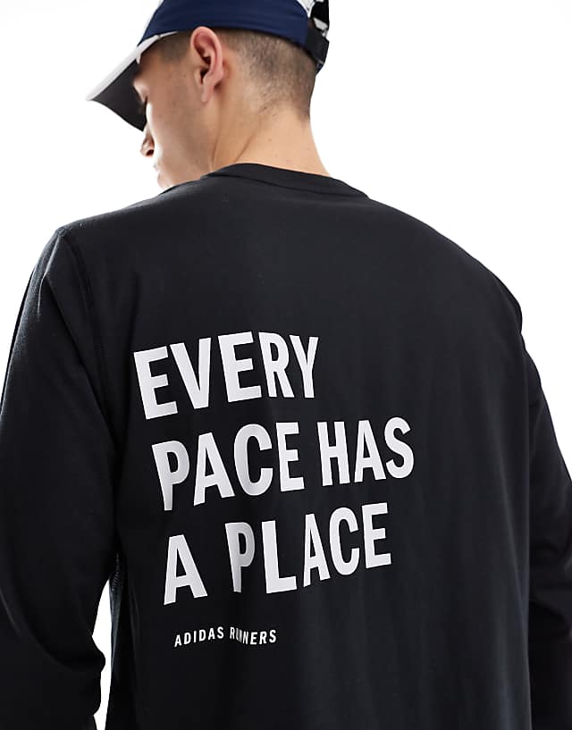 Asos Adidas Running Own The Run Long Sleeve Top In Black