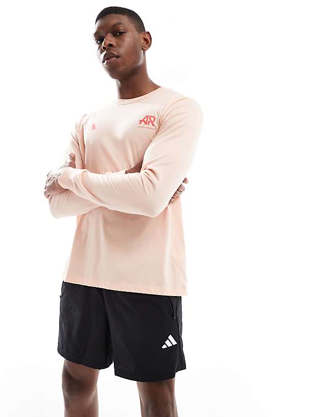 Asos Adidas Running Own The Run Long Sleeve Top In Coral