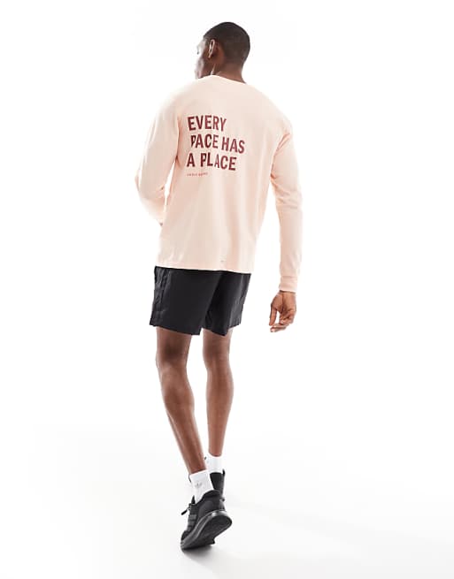 Asos Adidas Running Own The Run Long Sleeve Top In Coral