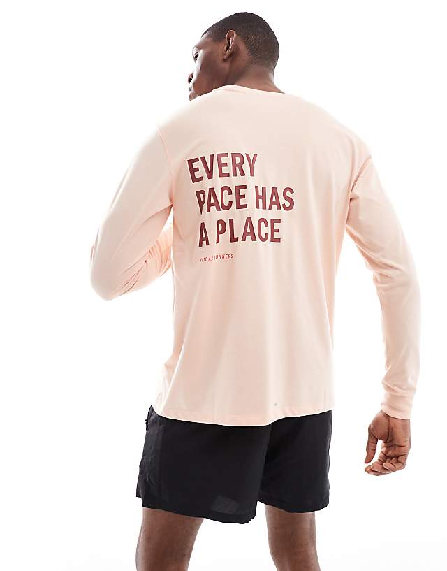 asos adidas Running Own The Run long sleeve top in coral