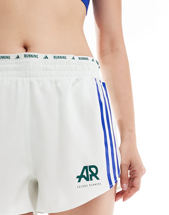 Asos Adidas Running Own The Run Shorts In White Green And Blue