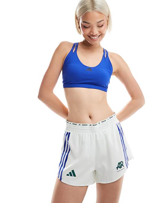 asos adidas Running Own The Run shorts in white green and blue