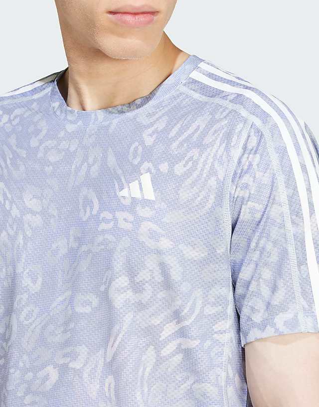 Asos Adidas Running Own The Run T-shirt In Violet Leopard Print