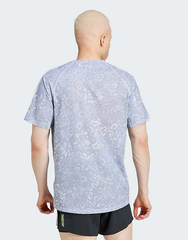 Asos Adidas Running Own The Run T-shirt In Violet Leopard Print
