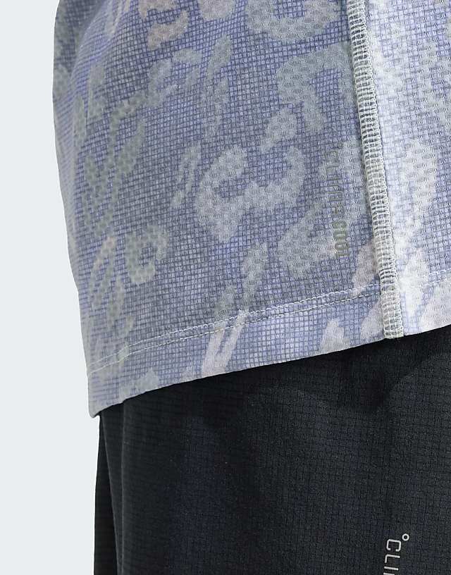 Asos Adidas Running Own The Run T-shirt In Violet Leopard Print