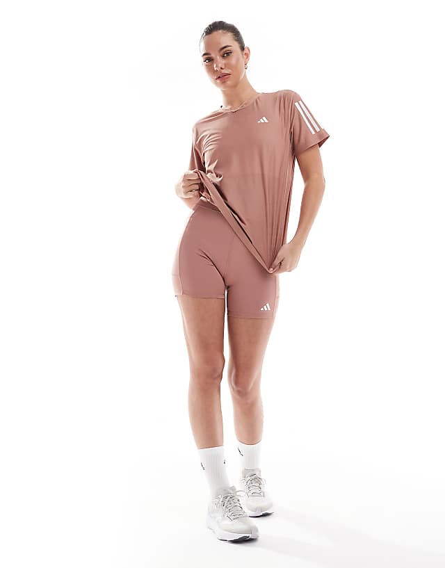 Asos Adidas Running Own The Run T-shirt In Warm Clay