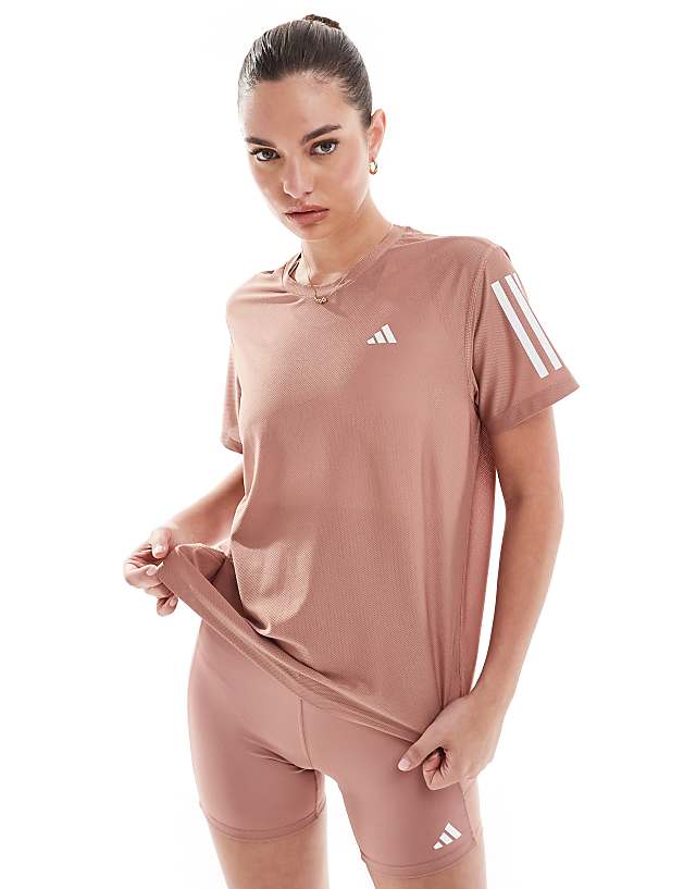 asos adidas Running Own The Run t-shirt in warm clay