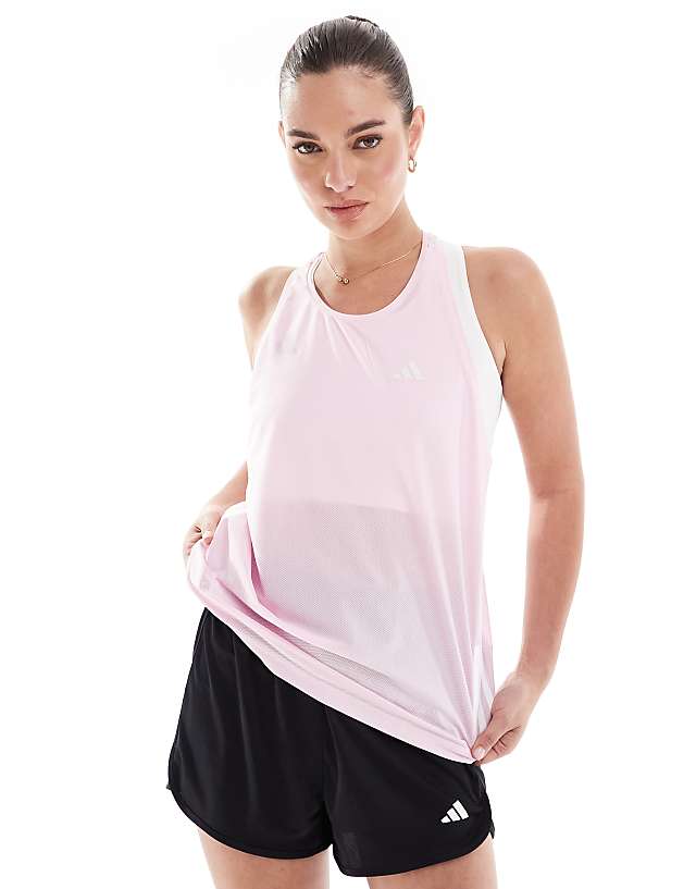 asos adidas Running Own The Run tank top in baby pink