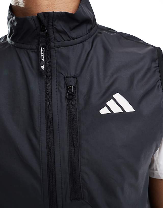 Asos Adidas Running Own The Run Zip Thru Gilet In Black