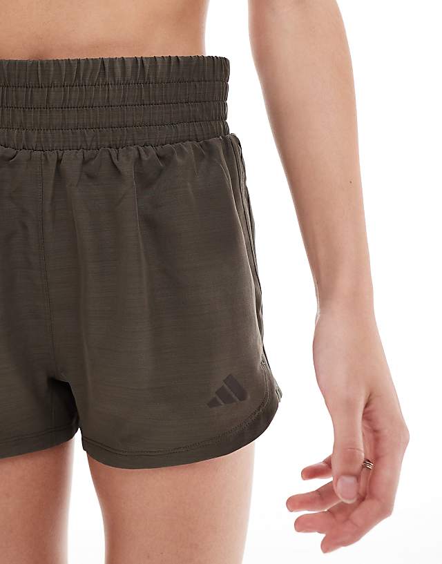 Asos Adidas Running Pacer 5 Inch Woven Shorts In Olive Green