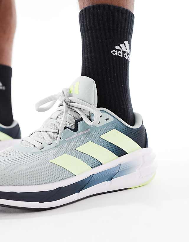 Asos Adidas Running Questar 3 Trainers In Grey And Yellow