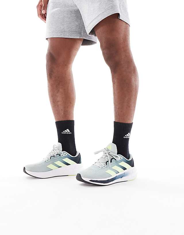 Asos Adidas Running Questar 3 Trainers In Grey And Yellow
